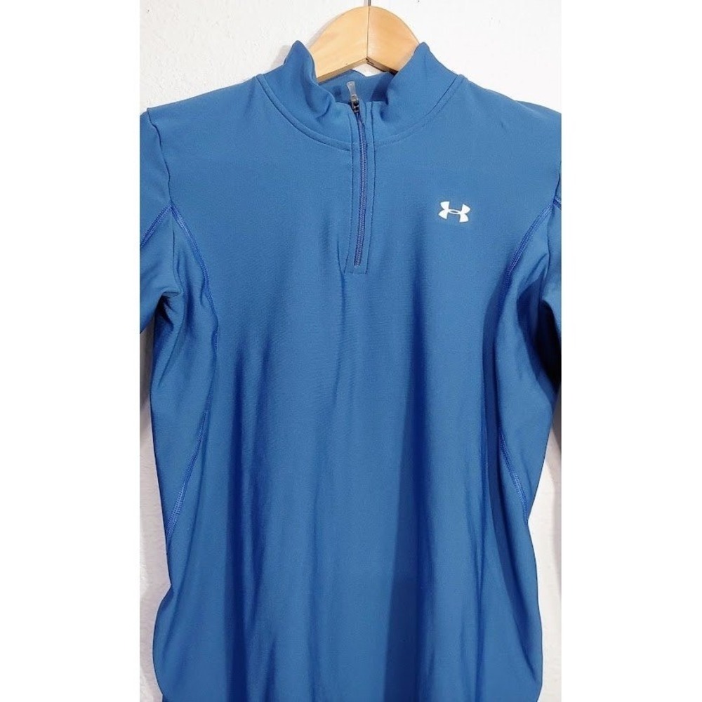 Under Armour Mens Medium Blue ColdGear Half Zip Long Sleeve Athletic Pullover - Picture 5 of 13